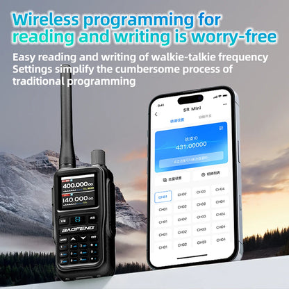 1PC Baofeng UV 5RMINI Wireless Frequency Reading Walkie Talkie AM Long Range Multi-Band Type-C Charger Ham Radio