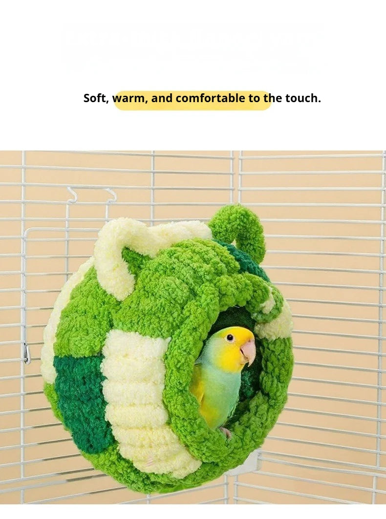 Bird Nest Warmth Parrot Nest Winter Bird Nest Thick Cotton Fleece Flannel Bird Cage Hanging Breeding Nest Small Pet Keep Warm