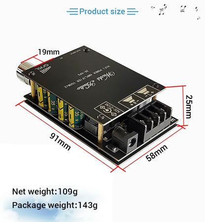 2*100W TDA7498E Audio Power Amplifier Bluetooth-compatible 5.0 Stereo HiFi Class D Digital Home Theater AUX Music AMP