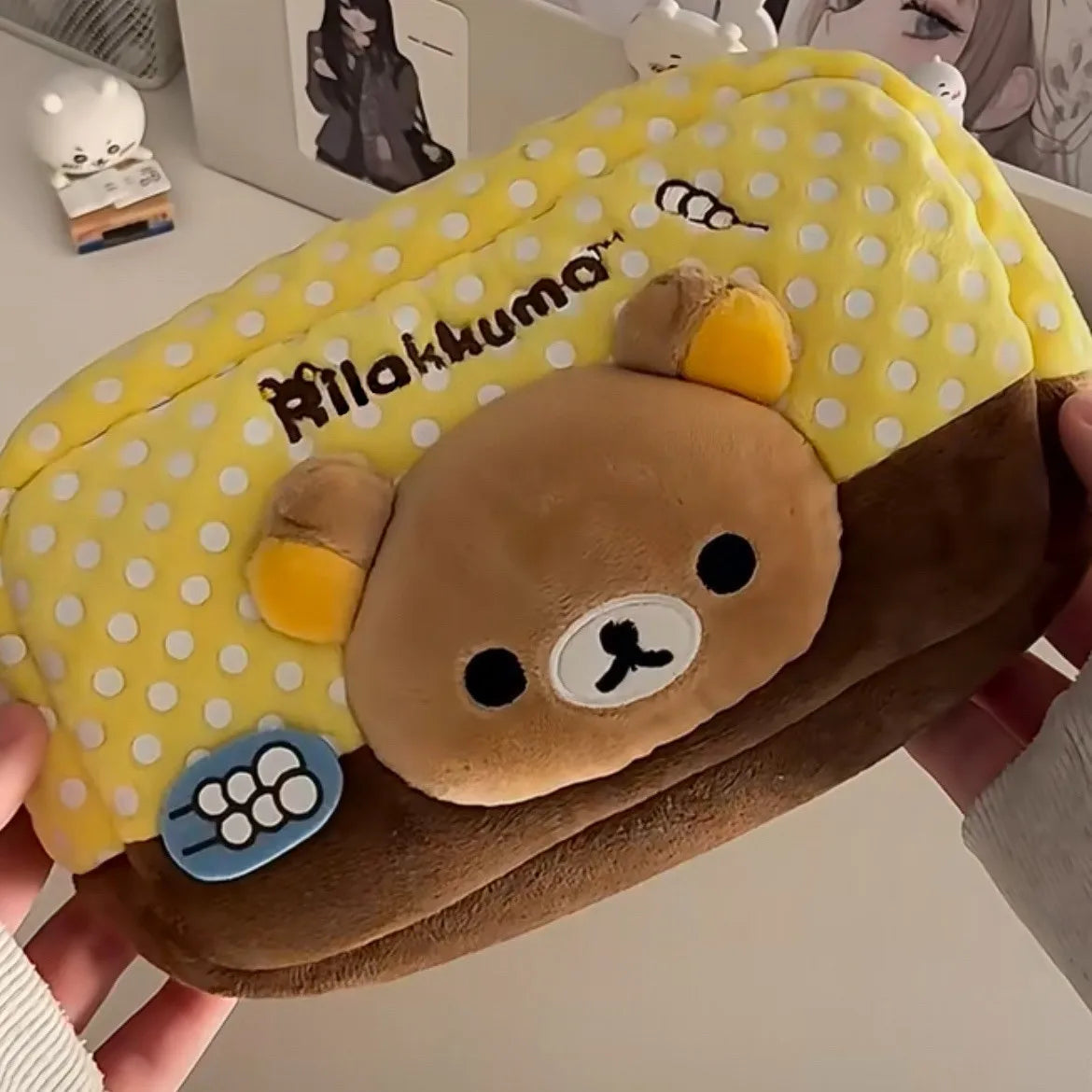 Rilakkuma Sundry Storage Bag Cute Cartoon Coin Purse Wallet Large-Capacity Portable Makeup Bag Practical Gifts Anime Periphery