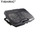 TISHRIC Laptop Cooler Four Fan Gaming Notebook Cooling Pad Led Screen Two USB Port 1100RPM Notebook Cooler For 12-17 Inch Laptop