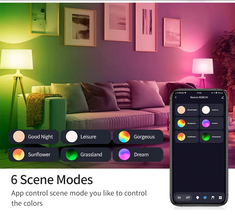 Tuya Smart Bluetooth Bulb E27 220V 9W 15W 18W Color Changing Smart Home RGB Lamp, Smart Life APP Control Dimmable Timer