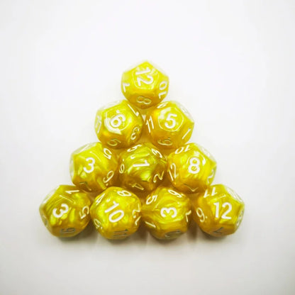 D12 12 Faces DND Dice Transparent Acrylic 12 Side Dice Set Polyhedral TRPG, Mtg, Rpg, Dice for DND or COC Game, 10PCs per Set