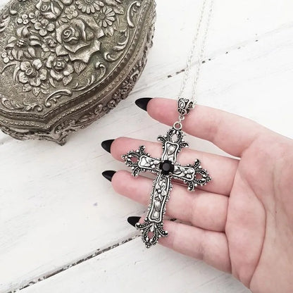 Y2K Gothic Punk Crystal Cross Pendant Necklace for Women Men, Clavicle Chain Lolita Choker Necklaces, Jewelry Gorgeous Party Gifts