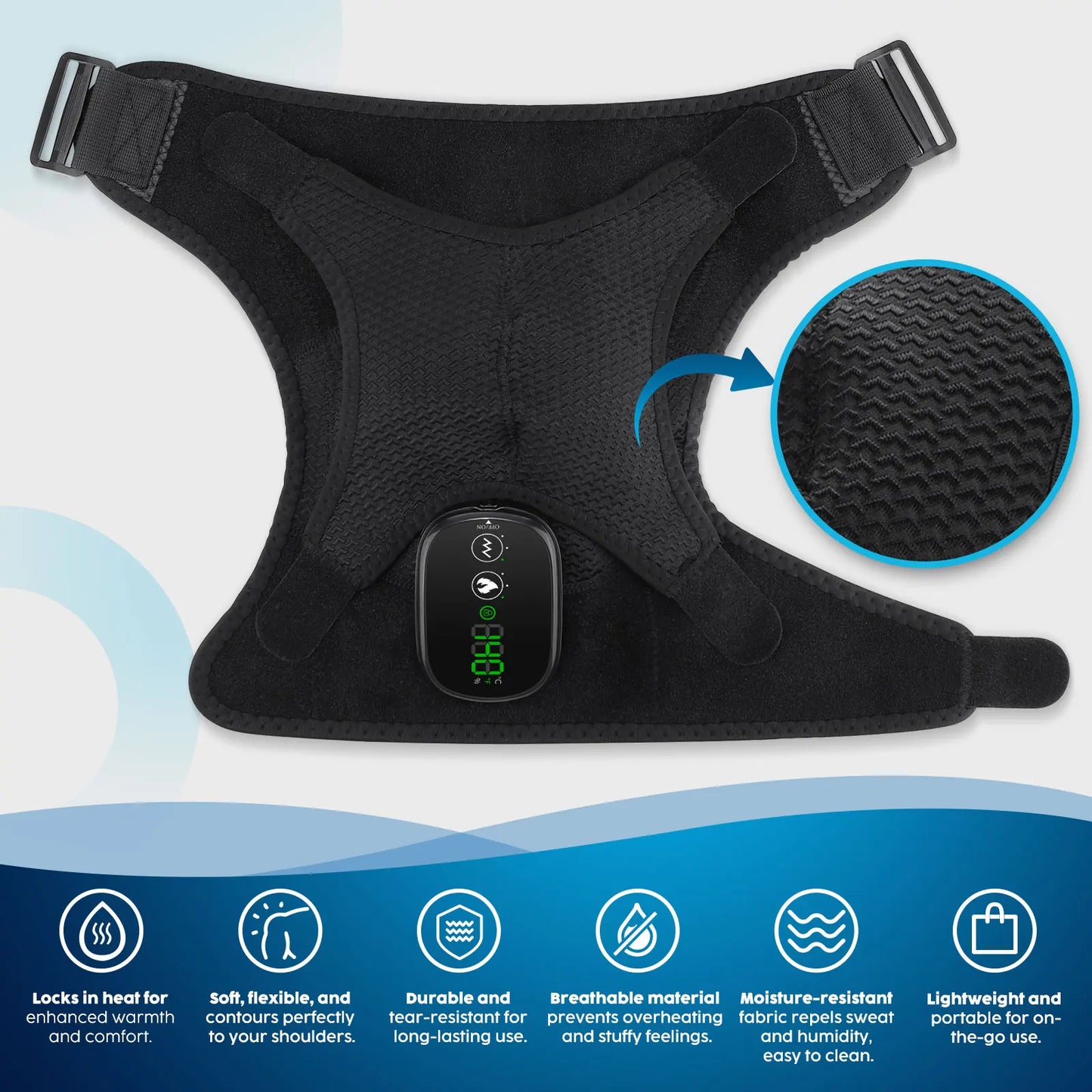 3-in-1 Heated Vibration Massager for Knee, Shoulder, and Elbow - 3 Heat Levels, 3 Vibration Modes, Non-Slip Wrap Design