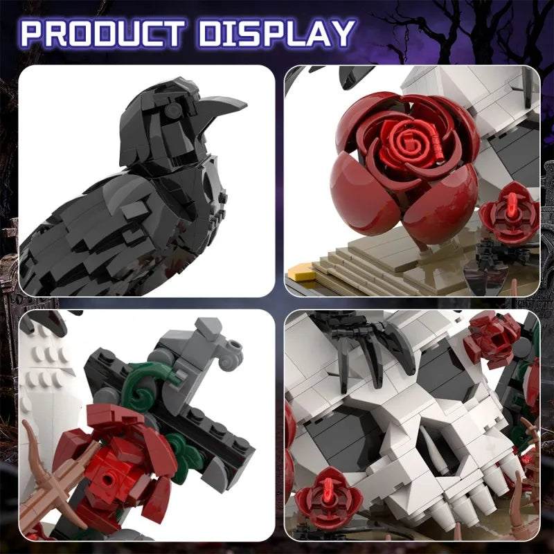 MOC Raven Model Building Blocks Sets Clever Raven Black Bird 3D Home Ornament Brick STEM Toy Adult Valentine's Day Gift