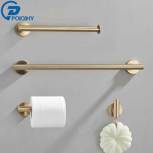 Brushed Gold Bathroom Accessories Towel Bar Bath Robe Hook Bathroom Hardware Set Shelf for Towels Paper Tissue Holder