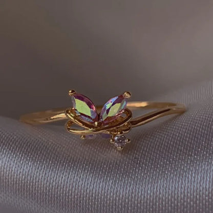 New Cute Colorful Zircon Flower Ring For Women Girl, Fashion Vintage Zircon Adjustable Rings, Jewelry Gift