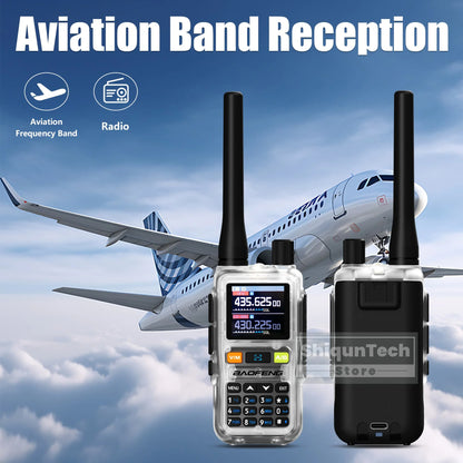 Baofeng UV 5R Mini Walkie Talkie Banda Aérea UHF/VHF Doble Vigilancia Doble PTT Programación Bluetooth Tipo-C Camping Radioaficionado Actualización 5R