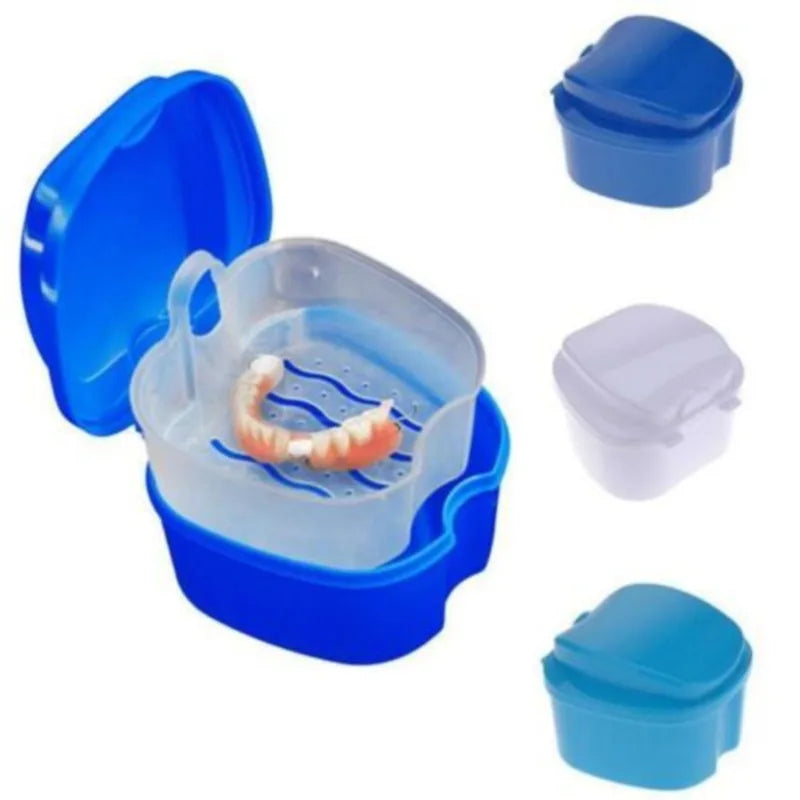 Caja de almacenamiento para dentaduras postizas con cesta colador, caja para dientes postizos, funda para retenedores de ortodoncia