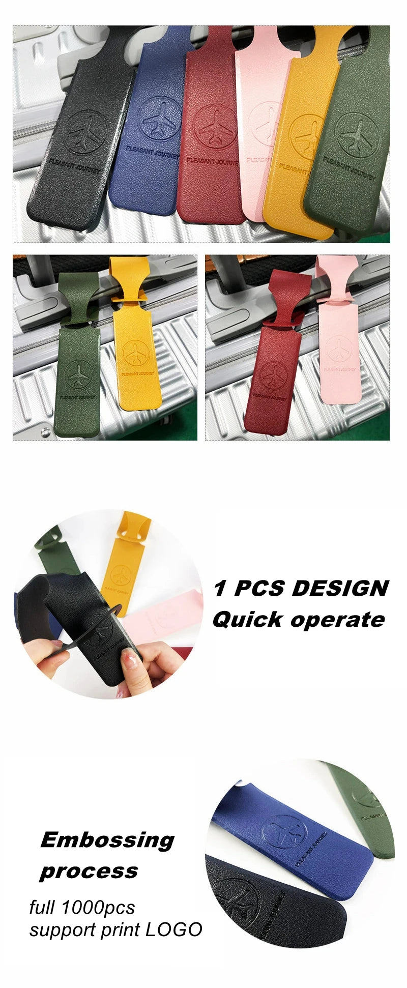 1Pc, PU Leather Luggage Tag, Creative Baggage Suitcase Identifier, ID Address Holder Boarding Tags, Portable Label Travel Accessories