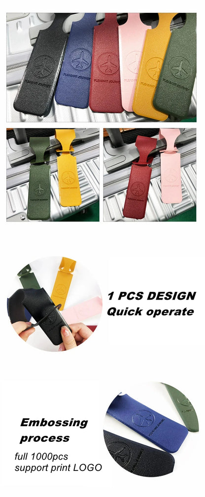 1Pc, PU Leather Luggage Tag, Creative Baggage Suitcase Identifier, ID Address Holder Boarding Tags, Portable Label Travel Accessories
