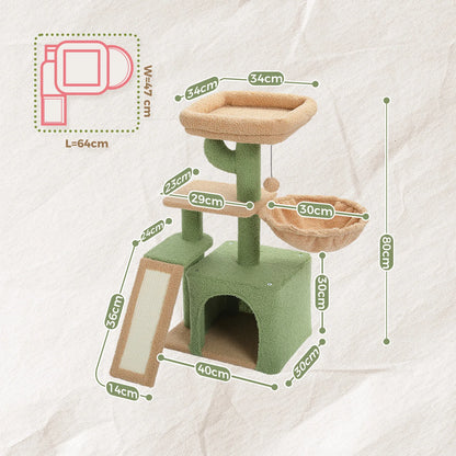 Cat tree, Cat Tower for Indoor Cats, 2 Styles Cat Activity Tree with Cat Scratching Posts, Big Hammock and Removable Top Perch Grey