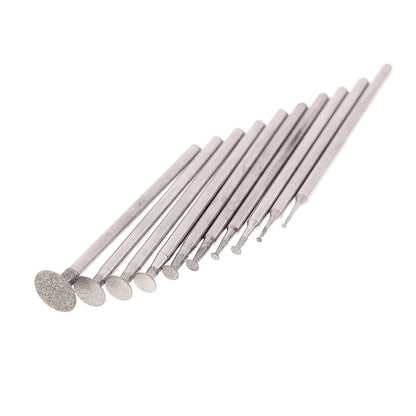 10Pcs Dremel Accessories 2.35mm Shank Diamond Mounted Point Grinding Head Stone Jade Carving Polishing Engraving Tools