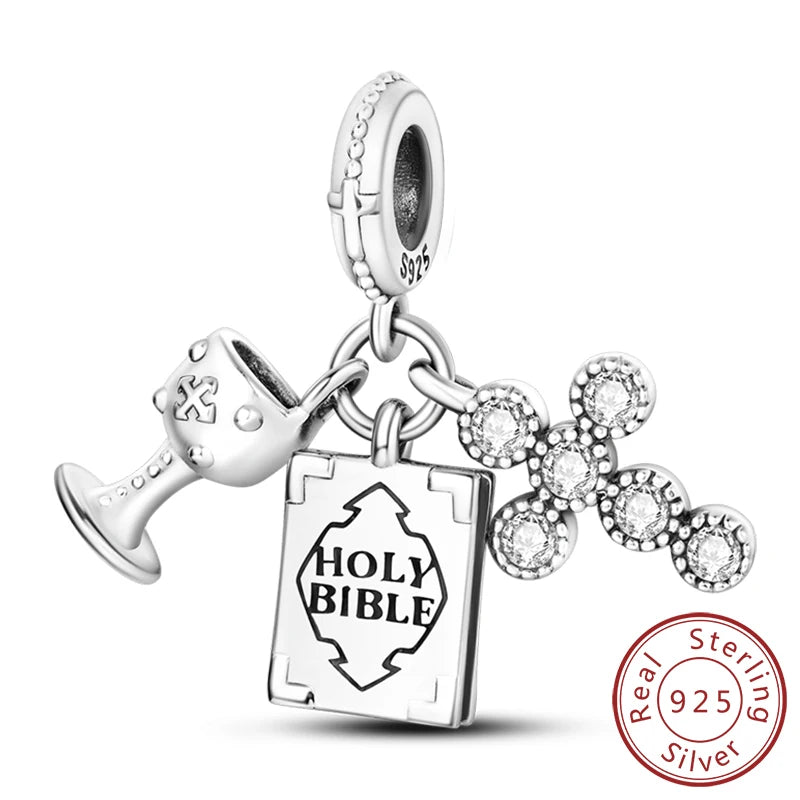 Dijes de plata de ley 925 originales, abalorios de cristal de vino, taza de café, dije colgante para pulseras de mujer, joyería DIY, regalo