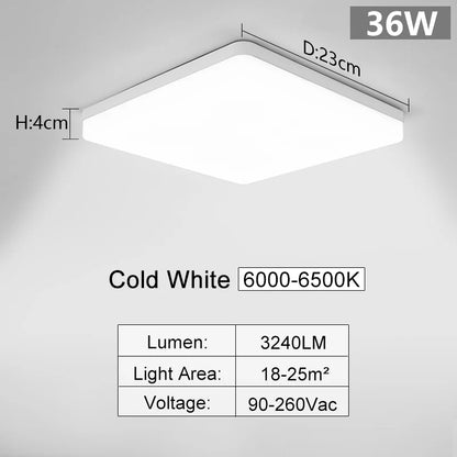 Square Led ceiling lamp, bedroom lighting, Neutral white, cold white, warm white, 48W 36W 24W 18W led ceiling light room, MARPOU