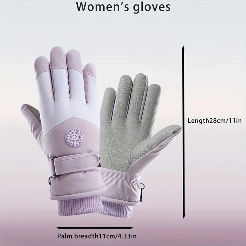Autumn and winter women's gloves touch screen windproof and warm riding snow play men's and women's warm gloves