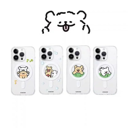 Kawaii Line Puppy Cute Cartoon Couple For MagSafe Creative Phone Case For iPhone 16 15 14 12 13 11 Pro Max PLUS MINI Y2K Cover