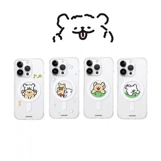Kawaii Line Puppy Cute Cartoon Couple For MagSafe Creative Phone Case For iPhone 16 15 14 12 13 11 Pro Max PLUS MINI Y2K Cover