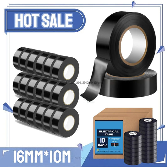 10/100M High-Temperature Resistant Black Rubber Electrical Tape, Durable and Soft Insulating Adhesive, for Industrial Use