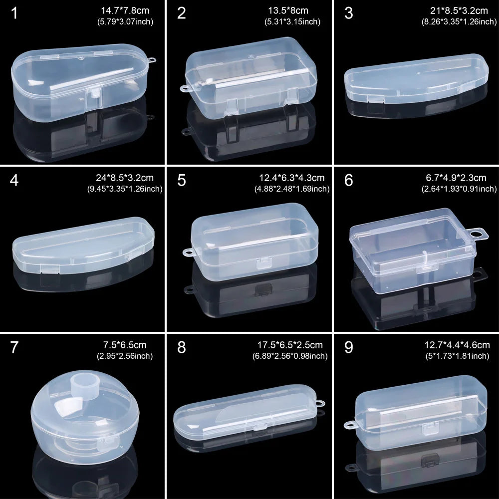 Various Shapes Plastic Transparent Storage Box, Small Items Sundries Organizer Case, Jewelry Earrings Rings Beads Container Tools