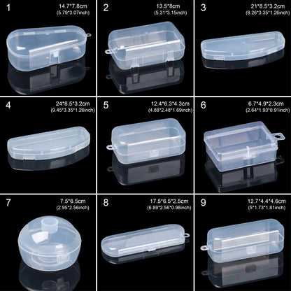 Various Shapes Plastic Transparent Storage Box, Small Items Sundries Organizer Case, Jewelry Earrings Rings Beads Container Tools