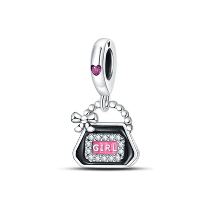 Pink Bead Bag Perfume Lipstick high heels Pendant fit Original Bracelet Accessories DIY Jewelry Women 925Silver Gift Trunk Charm
