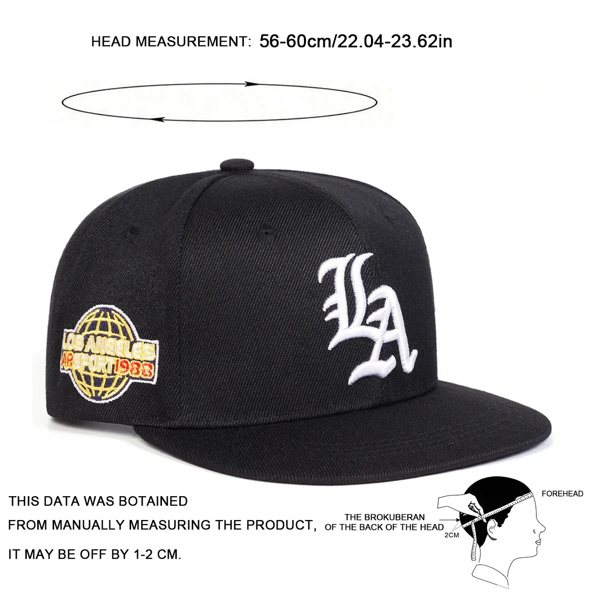 Unisex Gothic LA Letter Embroidery Hip-hop Hats Spring and Autumn Outdoor Adjustable Casual Baseball Caps Sunscreen Hat Cap