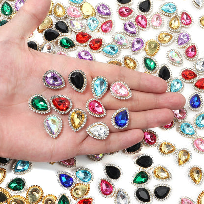 14x18mm, Sunflower Sewing Claw Rhinestones, Crystals Glass Beads, Buttons Stones, Sew On Rhinestone for Clothes, Sewing Accessories