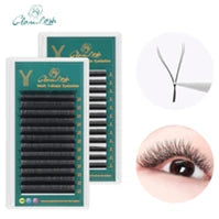 GLAMLASH Colored Lashes Lake Blue/Lavender/Cinnamon/Dark Green/Matcha Grey Individual Natural False Colorful Eyelash Extension