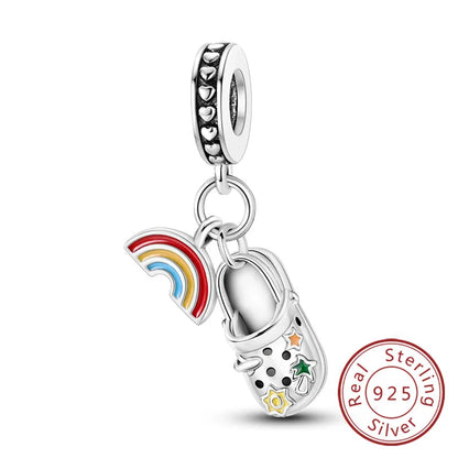 Dijes de plata de ley 925 originales, abalorios de cristal de vino, taza de café, dije colgante para pulseras de mujer, joyería DIY, regalo