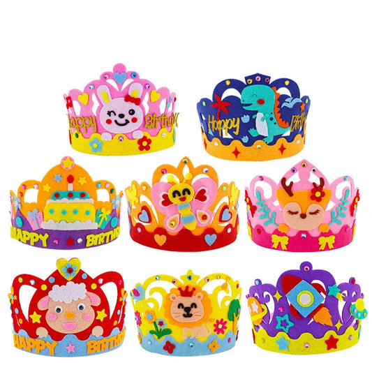 4 Pcs Creative DIY Handmade Toys Crown Hat Princess Tiara Cartoon Kindergarten Educational Art Craft EVA Paper Kids Party Gifts