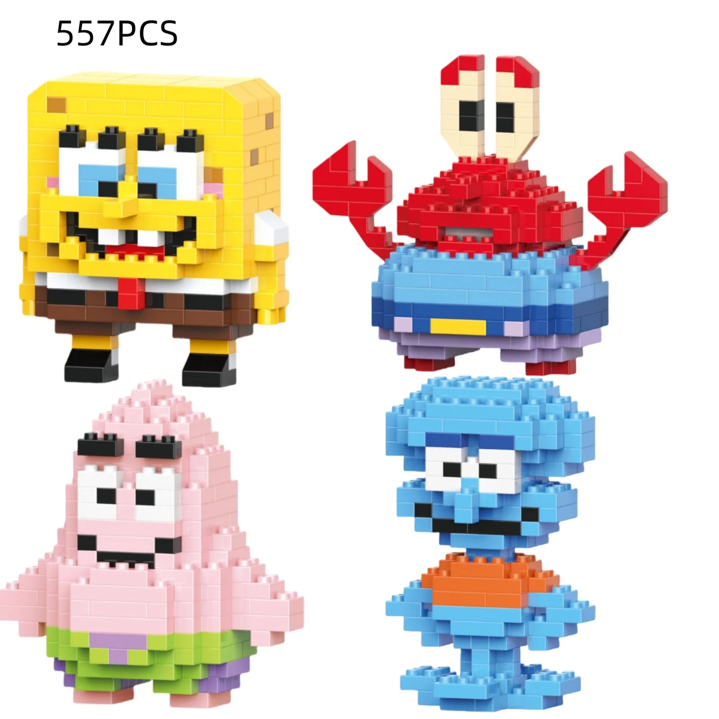 Cute building blocks Spongebob Patrick Squidward Mr. Crab Gary Plankton small particle assembly building blocks