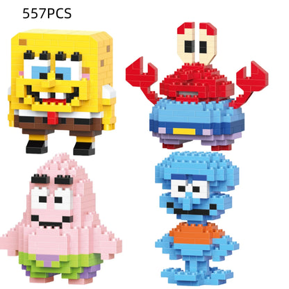 Cute building blocks Spongebob Patrick Squidward Mr. Crab Gary Plankton small particle assembly building blocks