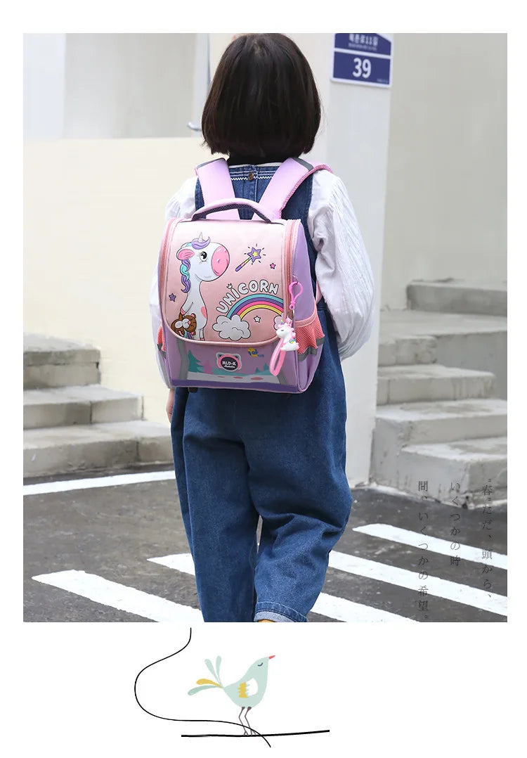 Cute Girls Unicorn Backpacks For Boys 1-3 Grade Cartoon Orthopedic Waterproof Backpack Kindergarten School Bag Mochila Escolar