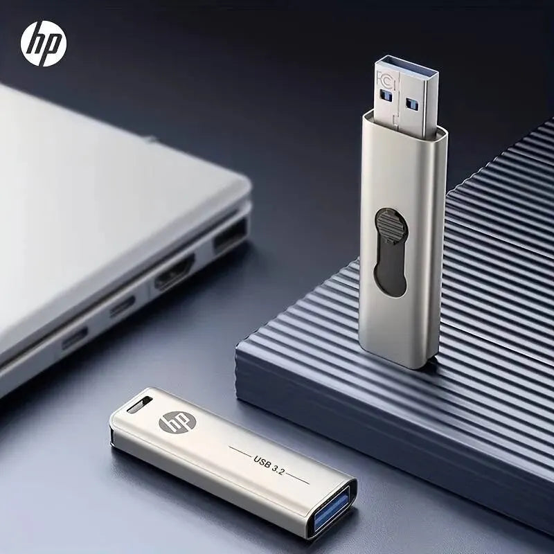 HP USB Flash Drive, 3.2 32GB 64GB, High Speed Sticks, External Storage, Metal Pen Drive, Creative Personality Car Music