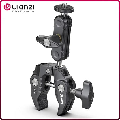 Metal Super Clamp with Double Ball Head, Magic Arm Clamp with 1/4" 3/8" Hole for DSLR Camera Monitor Light Mic Mount, Ulanzi R094