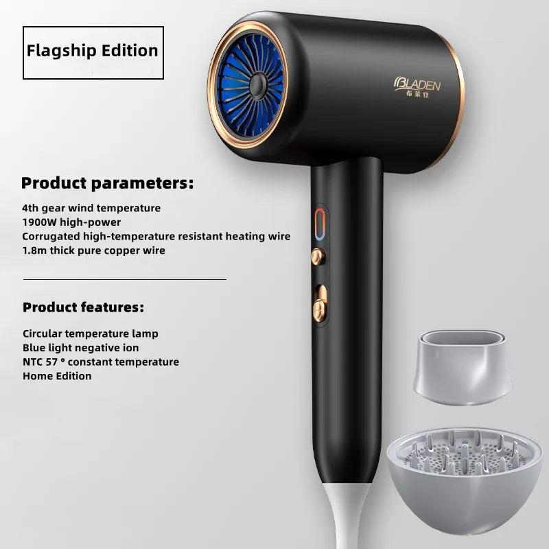 New Generation High-Speed Hair Dryer 2400W High-Power Blue Light Negative Ion Ultra Silent Recommended For Home Hair Salons