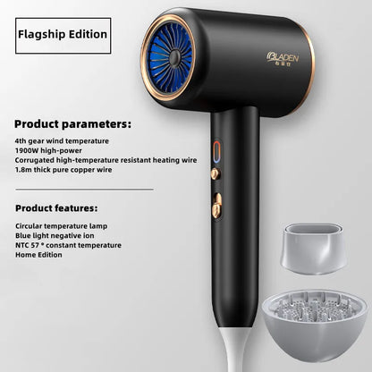 New Generation High-Speed Hair Dryer 2400W High-Power Blue Light Negative Ion Ultra Silent Recommended For Home Hair Salons