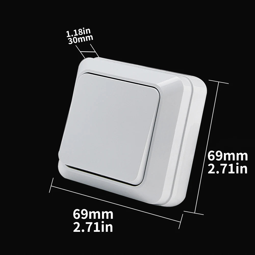 WESA Wall Mount Button Switch Classic Plastic Surface 1 Gang 1 Way Vintage Outdoor White Wall Exterior Switch On And Off