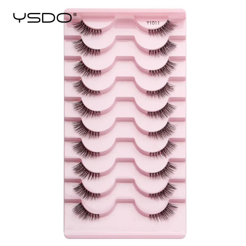 YSDO 5/10 Pairs Half Lashes Cat Eyelashes Soft Natural Clear Band False Lashes Natural Wispy Faux 3d Mink Eyelashes Makeup Tools