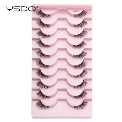 YSDO 5/10 Pairs Half Lashes Cat Eyelashes Soft Natural Clear Band False Lashes Natural Wispy Faux 3d Mink Eyelashes Makeup Tools
