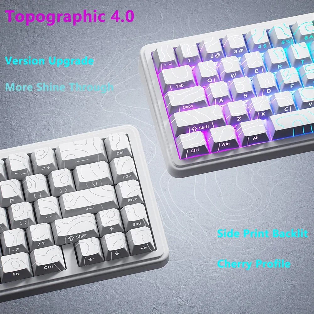 Contour 4.0 Side Engraved Keycap PBT Translucent 97 Key Gaming Mechanical Keyboard Key Cap White For Magnetic Switch F75 GMK87