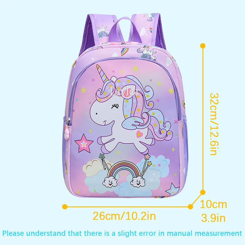 Embroidered Custom Cute Cartoon Rainbow Unicorn Print, Available in 4 Colors, Stylish Double-Shoulder Backpack, Casual Backpack