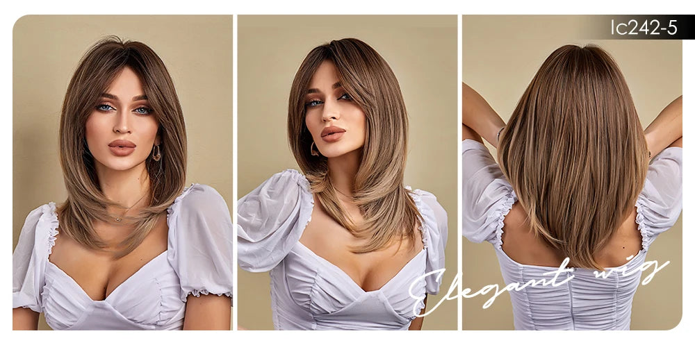 CharmSource Blonde Long Hair Natural Straight Wig, Synthetic Wigs  for Women Daily Party High Density