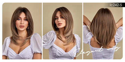 CharmSource Blonde Long Hair Natural Straight Wig, Synthetic Wigs  for Women Daily Party High Density