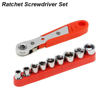 Right Angle Ratchet Wrench Screwdriver Socket Nut Set Metric Screwdriver Bit 1/4 Hexagon Handle Drive Torx Slot Hand Tool 90