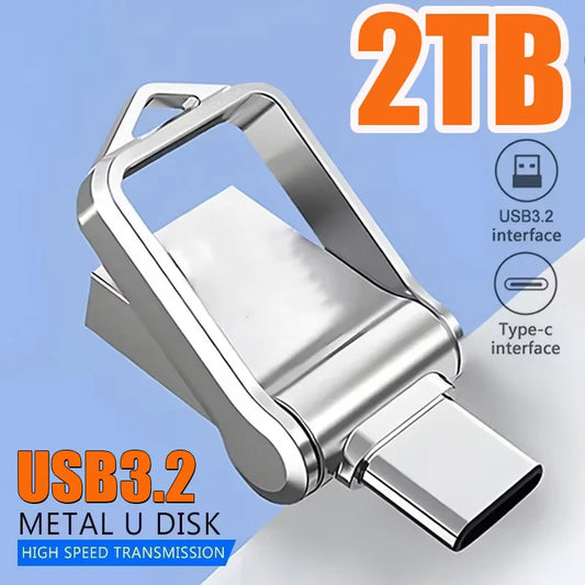 Mini 2TB Flash Drive USB 3.2 Fast Type C Pen Drive Memory Stick High Speed Data 512GB For Computers Phone PC Fast U Disk