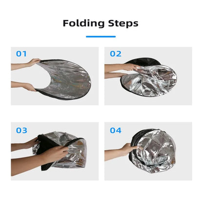 RF01 24" Reflector 5-in-1 30CM 60CM 80CM 110CM Silver White Gold Portable Collapsible Soft Light Round Photography for Studio 2-in-1