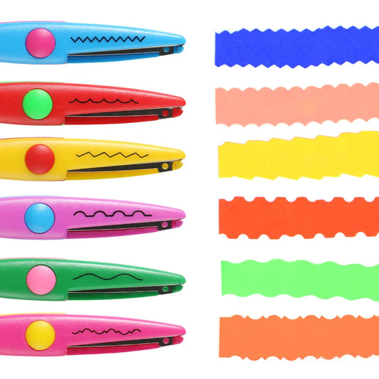 Mr. Paper 6 Styles Minimalistic Lace Scissors Wavy Pattern Small Round Head Children's Special Student Art Tool Stationery Scissors